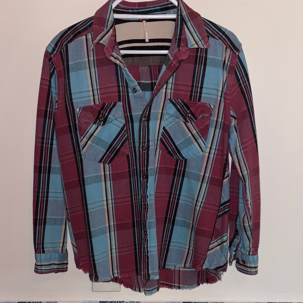 Free People Plaid  Mid-Western Shirt, Size S/P